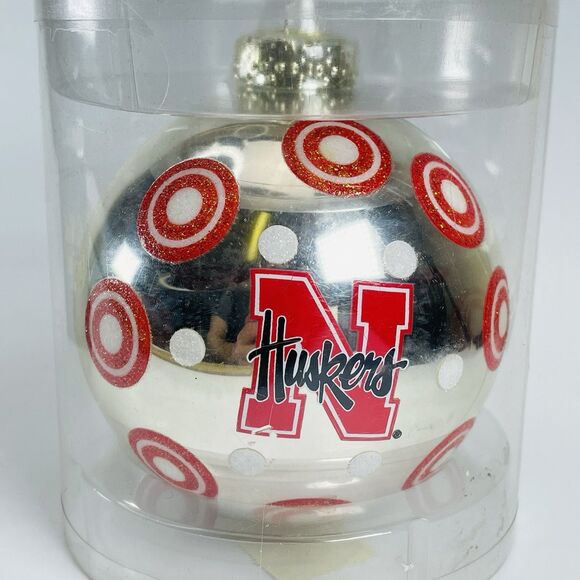 Nebraska Cornhuskers Huskers Bullseye Large 4 inch Glass Ball Ornament Memory - Picture 1 of 5
